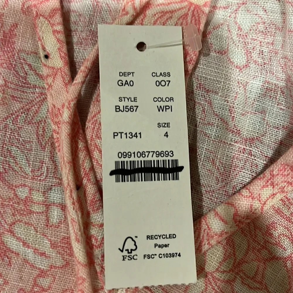 J. Crew V-back linen top in tossed floral